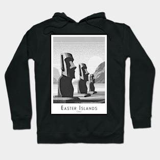 Mystical Easter Island Moai Statues - Chile in black and white Hoodie